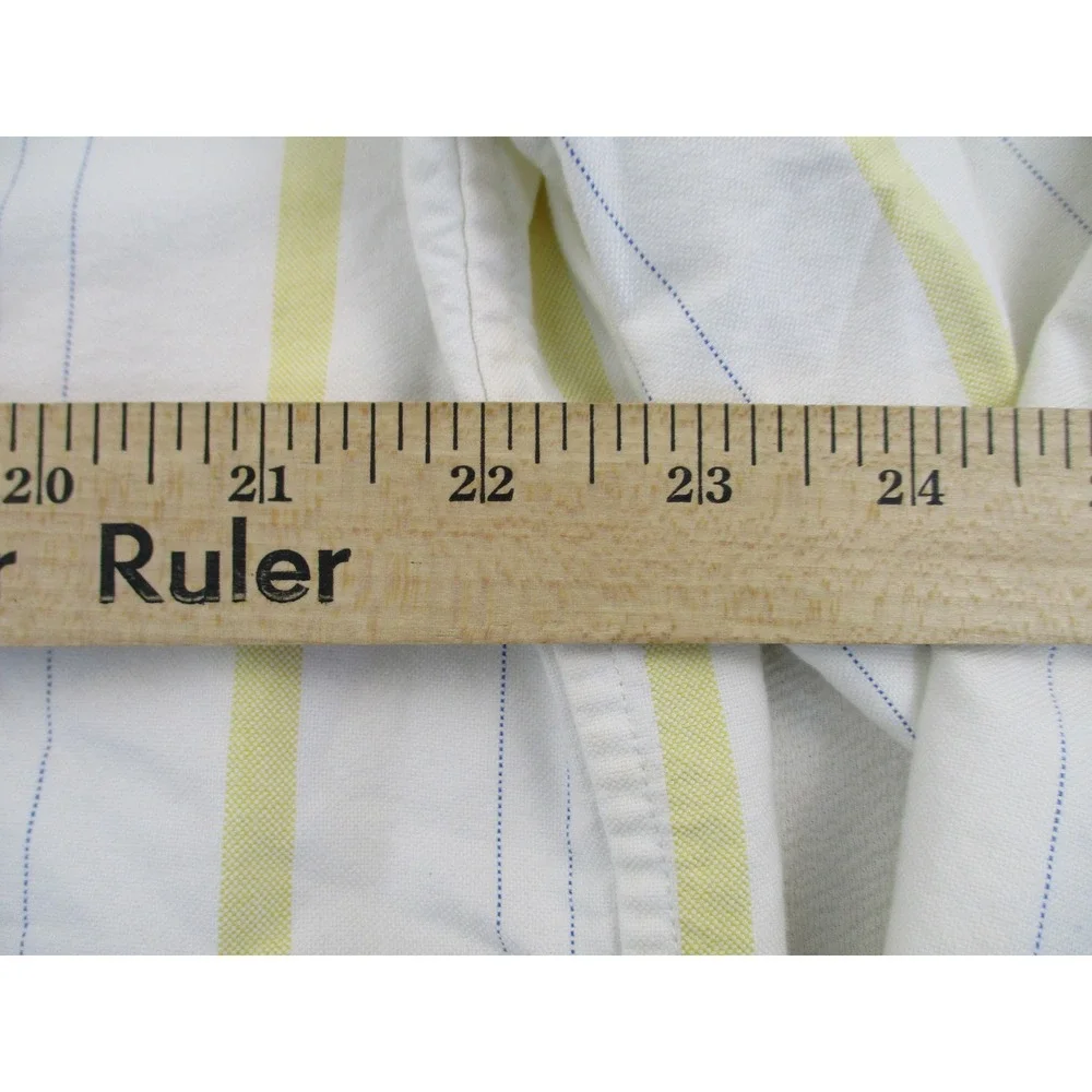 J.Crew Oarsman Button Down Mens L White Yellow Striped Oxford Shirt Long Sleeve